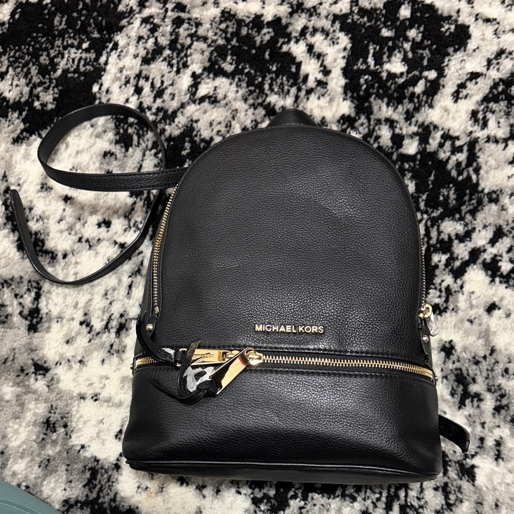 Michael Kors Black Pebbled Backpack